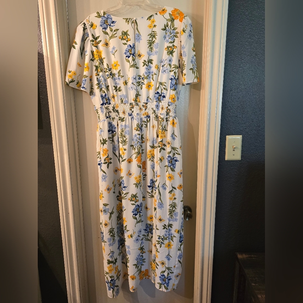 Sugarlips Floral Maxi Dress - White, Yellow, Blue - Picture 2 of 3
